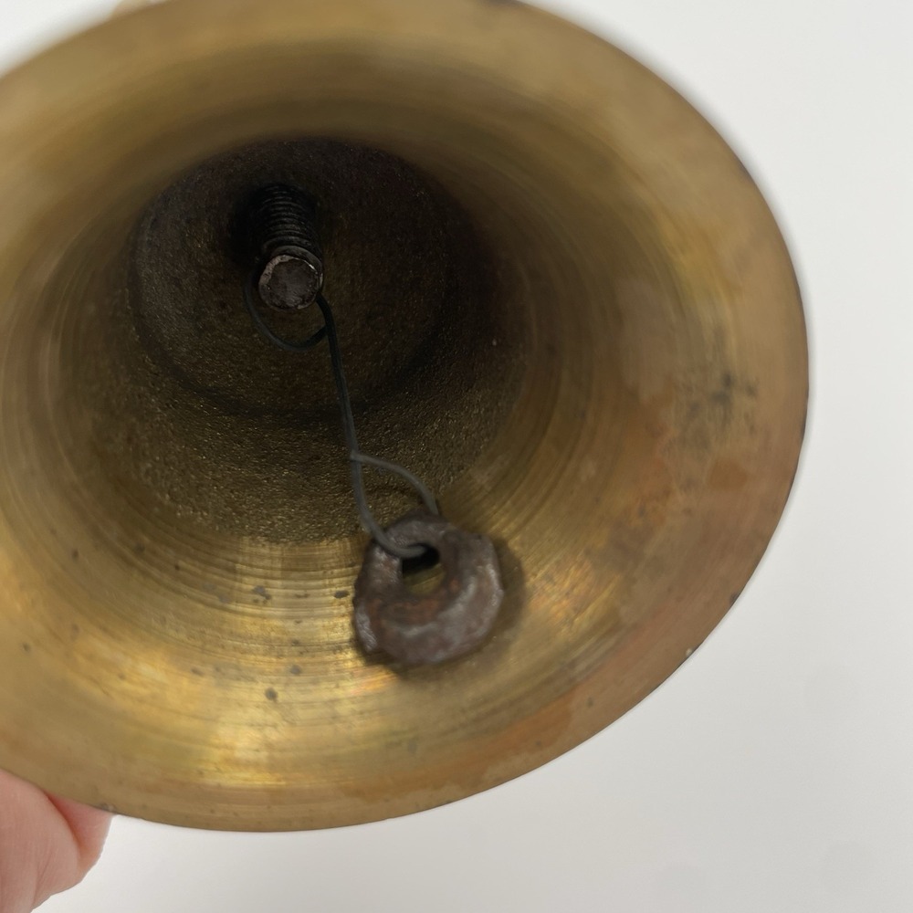 Vintage Hand Bell Schoolhouse Brass Wood 6" Etched‎ Teacher Bell Cottagecore - Picture 5 of 11